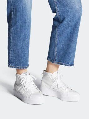 Adidas White Platform Nizza Mid High-Top Sneakers Women's Size US 9